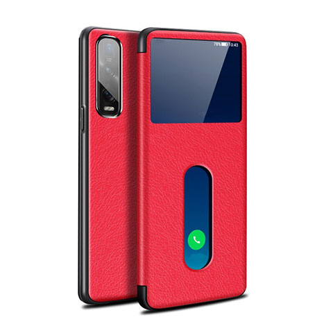 Coque Portefeuille Livre Cuir Etui Clapet pour Oppo Find X2 Pro Rouge