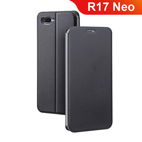 Coque Portefeuille Livre Cuir Etui Clapet pour Oppo R17 Neo Noir