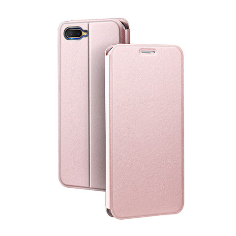 Coque Portefeuille Livre Cuir Etui Clapet pour Oppo R17 Neo Or Rose