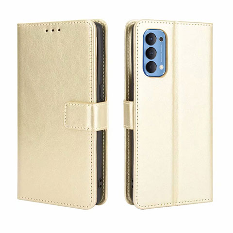 Coque Portefeuille Livre Cuir Etui Clapet pour Oppo Reno4 4G Or