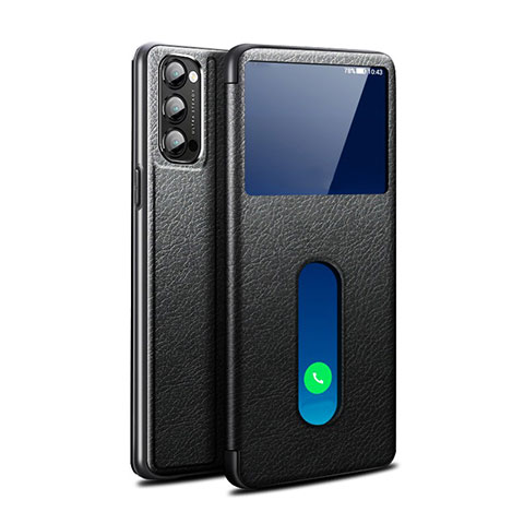 Coque Portefeuille Livre Cuir Etui Clapet pour Oppo Reno4 5G Noir