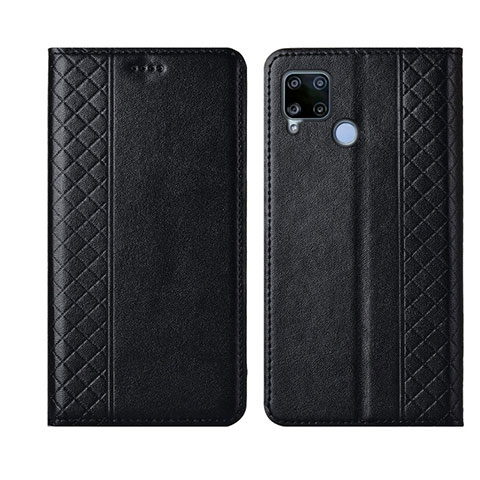 Coque Portefeuille Livre Cuir Etui Clapet pour Realme C15 Noir