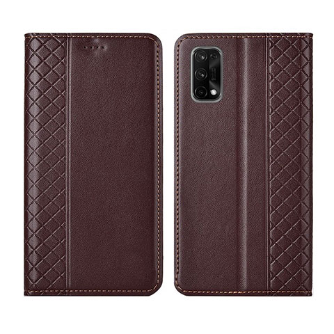 Coque Portefeuille Livre Cuir Etui Clapet pour Realme X7 5G Marron