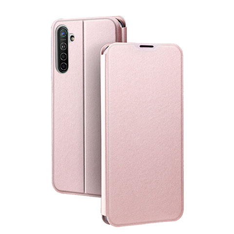 Coque Portefeuille Livre Cuir Etui Clapet pour Realme XT Or Rose