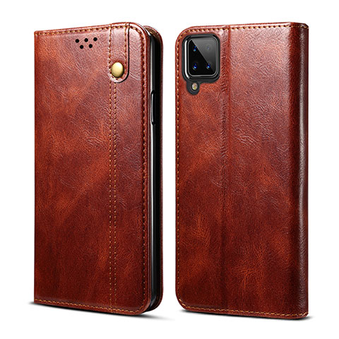 Coque Portefeuille Livre Cuir Etui Clapet pour Samsung Galaxy A12 Marron