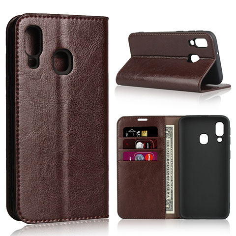 Coque Portefeuille Livre Cuir Etui Clapet pour Samsung Galaxy A40 Marron