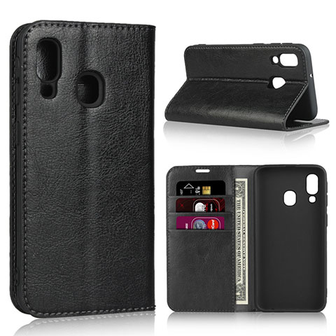 Coque Portefeuille Livre Cuir Etui Clapet pour Samsung Galaxy A40 Noir