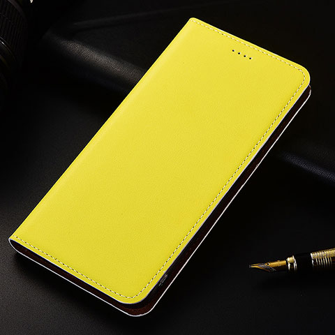 Coque Portefeuille Livre Cuir Etui Clapet pour Samsung Galaxy A6s Jaune