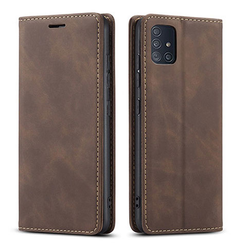 Coque Portefeuille Livre Cuir Etui Clapet pour Samsung Galaxy A71 4G A715 Marron