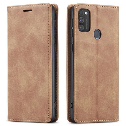 Coque Portefeuille Livre Cuir Etui Clapet pour Samsung Galaxy M30s Orange