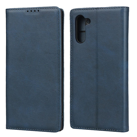 Coque Portefeuille Livre Cuir Etui Clapet pour Samsung Galaxy Note 10 5G Bleu