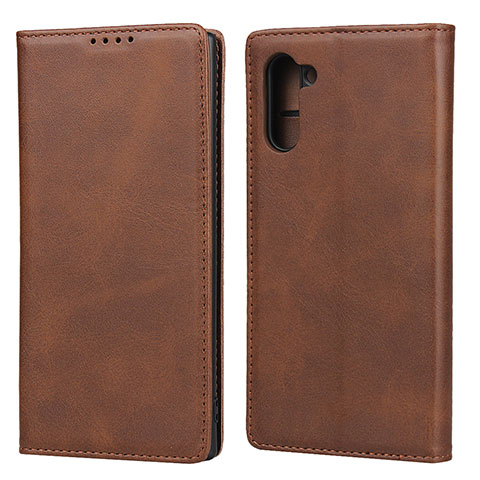 Coque Portefeuille Livre Cuir Etui Clapet pour Samsung Galaxy Note 10 5G Marron