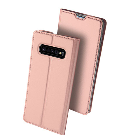 Coque Portefeuille Livre Cuir Etui Clapet pour Samsung Galaxy S10 Plus Or Rose