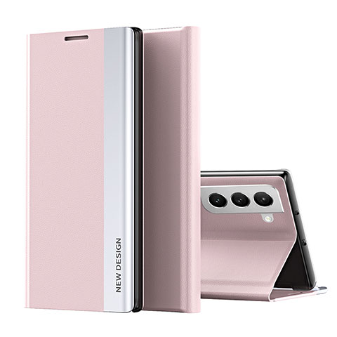 Coque Portefeuille Livre Cuir Etui Clapet pour Samsung Galaxy S22 Plus 5G Rose