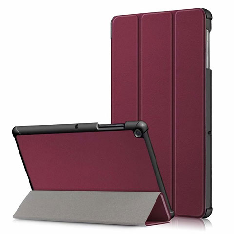 Coque Portefeuille Livre Cuir Etui Clapet pour Samsung Galaxy Tab S5e Wi-Fi 10.5 SM-T720 Vin Rouge