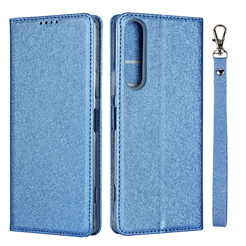 Coque Portefeuille Livre Cuir Etui Clapet pour Sony Xperia 1 II Bleu Ciel