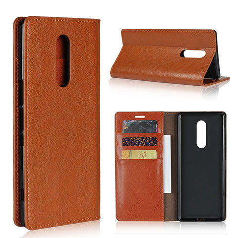 Coque Portefeuille Livre Cuir Etui Clapet pour Sony Xperia 1 Orange