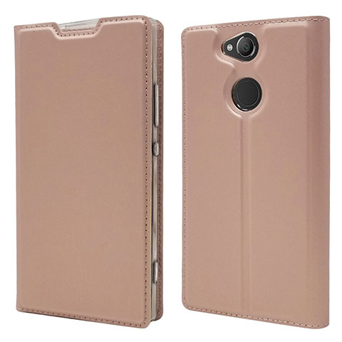 Coque Portefeuille Livre Cuir Etui Clapet pour Sony Xperia XA2 Or Rose