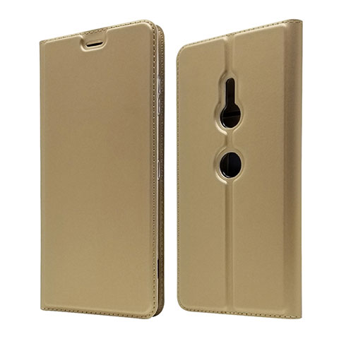 Coque Portefeuille Livre Cuir Etui Clapet pour Sony Xperia XZ3 Or