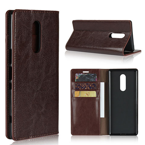 Coque Portefeuille Livre Cuir Etui Clapet pour Sony Xperia XZ4 Marron