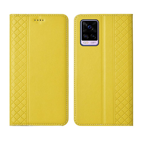 Coque Portefeuille Livre Cuir Etui Clapet pour Vivo V20 Pro 5G Jaune