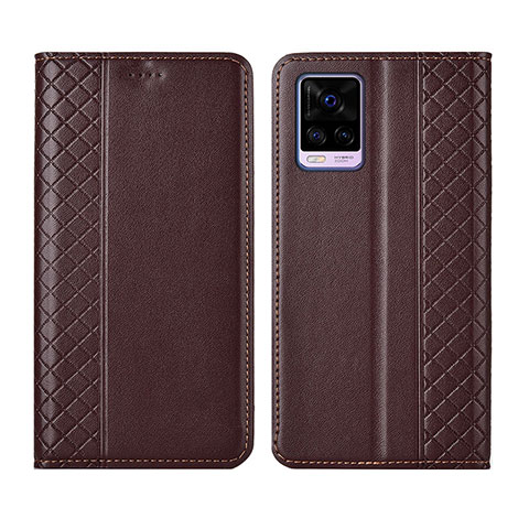 Coque Portefeuille Livre Cuir Etui Clapet pour Vivo V20 Pro 5G Marron