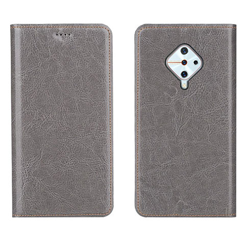 Coque Portefeuille Livre Cuir Etui Clapet pour Vivo X50 Lite Gris