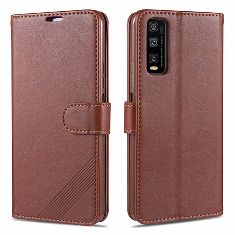 Coque Portefeuille Livre Cuir Etui Clapet pour Vivo Y20s Marron