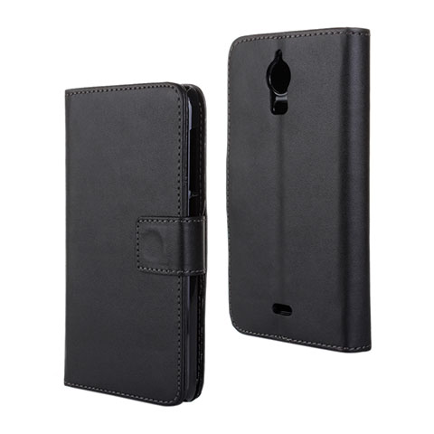 Coque Portefeuille Livre Cuir Etui Clapet pour Wiko Wax Noir