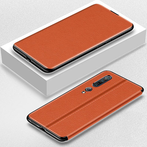 Coque Portefeuille Livre Cuir Etui Clapet pour Xiaomi Mi 10 Pro Orange