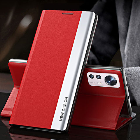 Coque Portefeuille Livre Cuir Etui Clapet pour Xiaomi Mi 12 5G Rouge