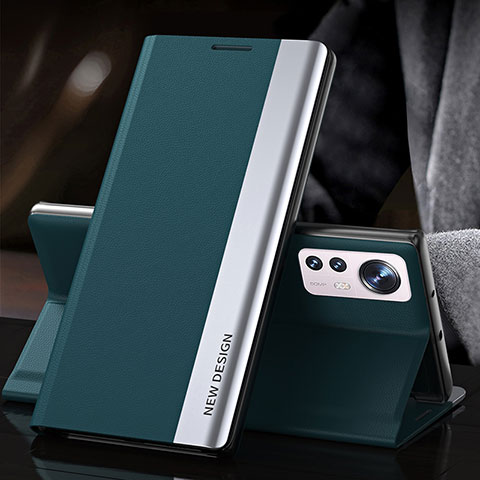 Coque Portefeuille Livre Cuir Etui Clapet pour Xiaomi Mi 12 5G Vert