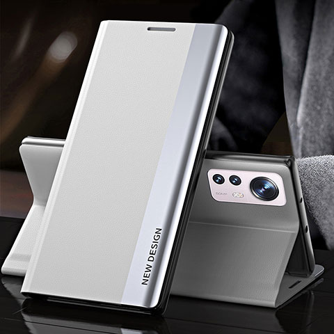 Coque Portefeuille Livre Cuir Etui Clapet pour Xiaomi Mi 12S 5G Blanc