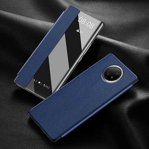 Coque Portefeuille Livre Cuir Etui Clapet pour Xiaomi Redmi Note 9 5G Bleu