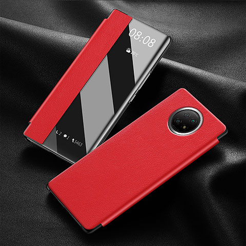 Coque Portefeuille Livre Cuir Etui Clapet pour Xiaomi Redmi Note 9 5G Rouge