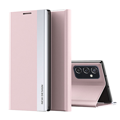 Coque Portefeuille Livre Cuir Etui Clapet Q01H pour Samsung Galaxy M52 5G Or Rose