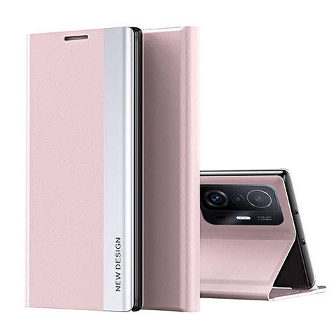 Coque Portefeuille Livre Cuir Etui Clapet Q01H pour Xiaomi Mi 11T 5G Or Rose