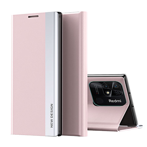 Coque Portefeuille Livre Cuir Etui Clapet Q01H pour Xiaomi Redmi 10 Power Or Rose