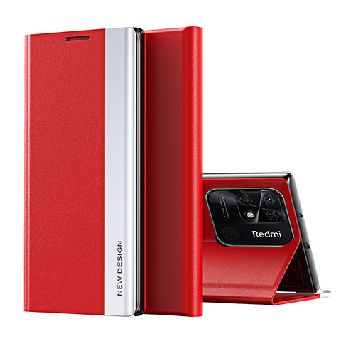 Coque Portefeuille Livre Cuir Etui Clapet Q01H pour Xiaomi Redmi 10C 4G Rouge