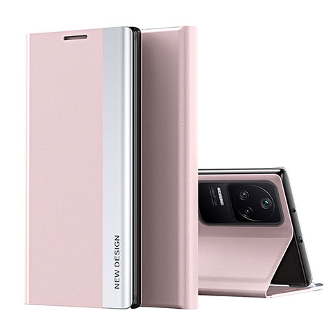 Coque Portefeuille Livre Cuir Etui Clapet Q01H pour Xiaomi Redmi K40S 5G Or Rose