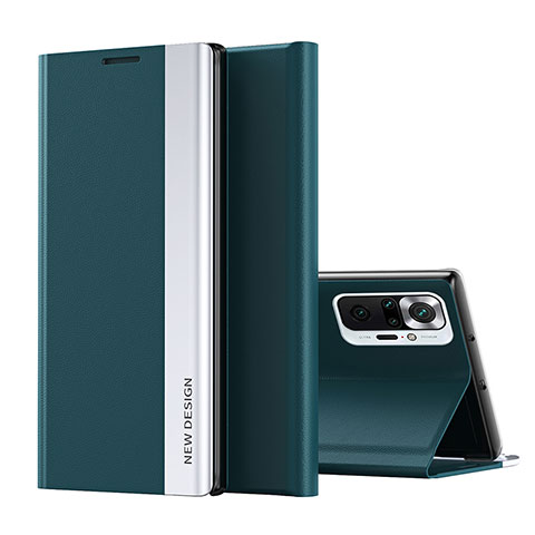 Coque Portefeuille Livre Cuir Etui Clapet Q01H pour Xiaomi Redmi Note 10 Pro 4G Vert