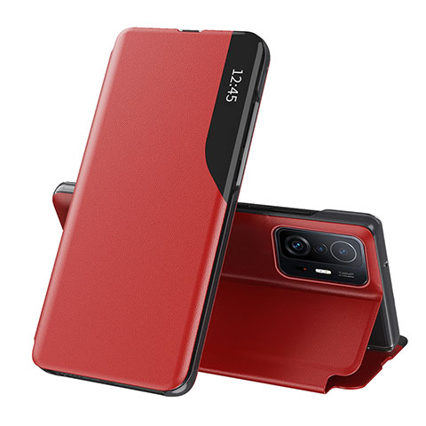 Coque Portefeuille Livre Cuir Etui Clapet Q02H pour Xiaomi Mi 11T Pro 5G Rouge