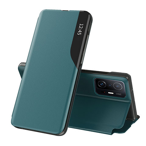 Coque Portefeuille Livre Cuir Etui Clapet Q02H pour Xiaomi Mi 11T Pro 5G Vert