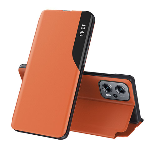 Coque Portefeuille Livre Cuir Etui Clapet Q02H pour Xiaomi Poco X4 GT 5G Orange