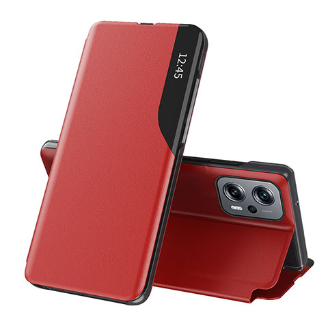 Coque Portefeuille Livre Cuir Etui Clapet Q02H pour Xiaomi Redmi Note 11T Pro+ Plus 5G Rouge