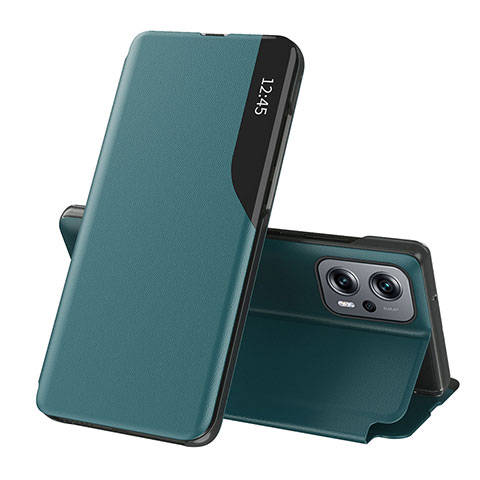 Coque Portefeuille Livre Cuir Etui Clapet Q02H pour Xiaomi Redmi Note 11T Pro+ Plus 5G Vert