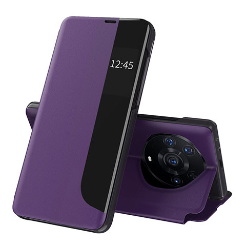 Coque Portefeuille Livre Cuir Etui Clapet QH1 pour Huawei Honor Magic3 Pro+ Plus 5G Violet