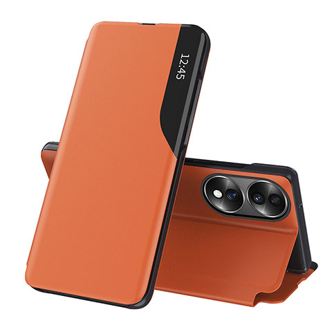 Coque Portefeuille Livre Cuir Etui Clapet QH1 pour Huawei Honor X7b Orange