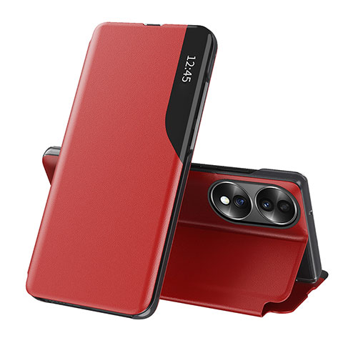 Coque Portefeuille Livre Cuir Etui Clapet QH1 pour Huawei Honor X7b Rouge