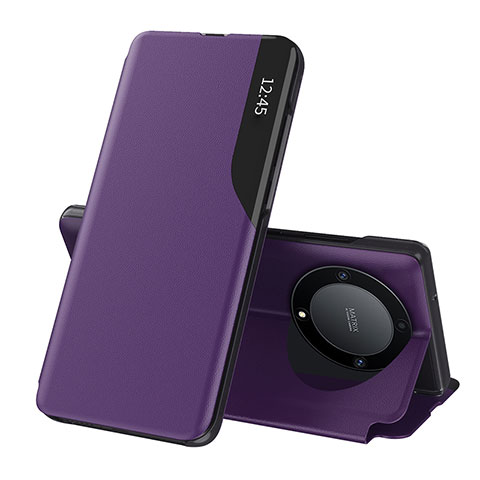 Coque Portefeuille Livre Cuir Etui Clapet QH1 pour Huawei Honor X9a 5G Violet
